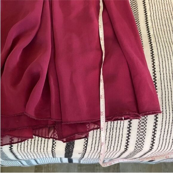Express Dark Red Beaded Collar Mini Dress size XS Pleated Dark Romantic Vamp - Picture 11 of 14